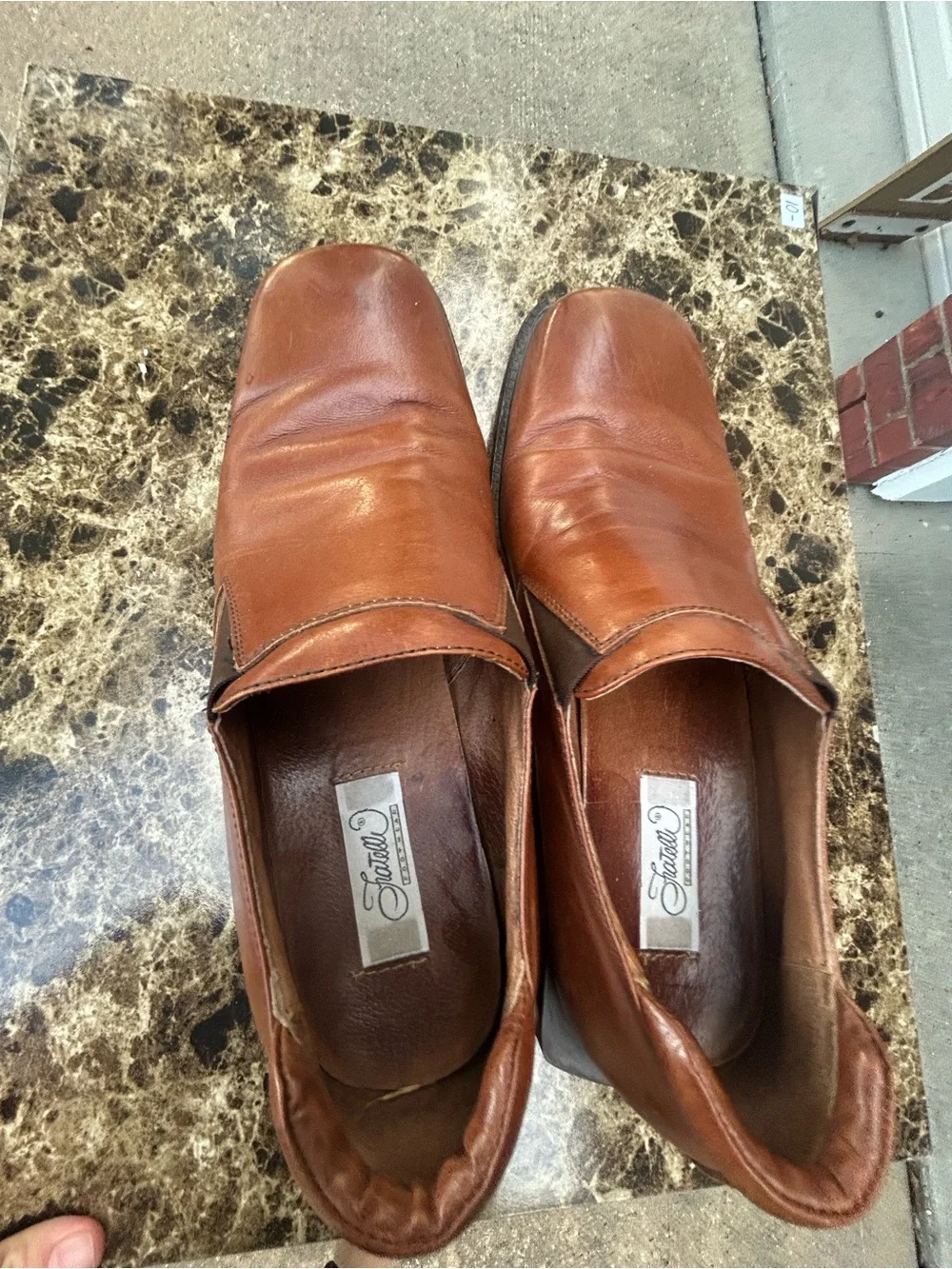 Fratelli Select Men's 11 M Brown Loafer Leather Slip-On Square Toe Dress Shoes